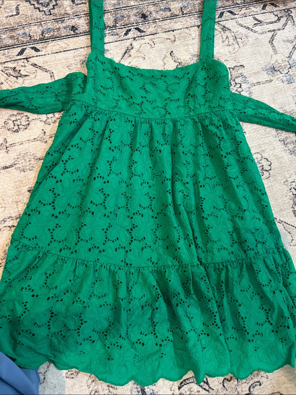 Altar'd State Emerald Green Dress with Lace Trim